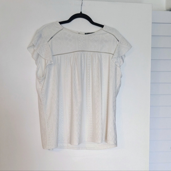 Adrianna Papell White Eyelet Top - Picture 4 of 7